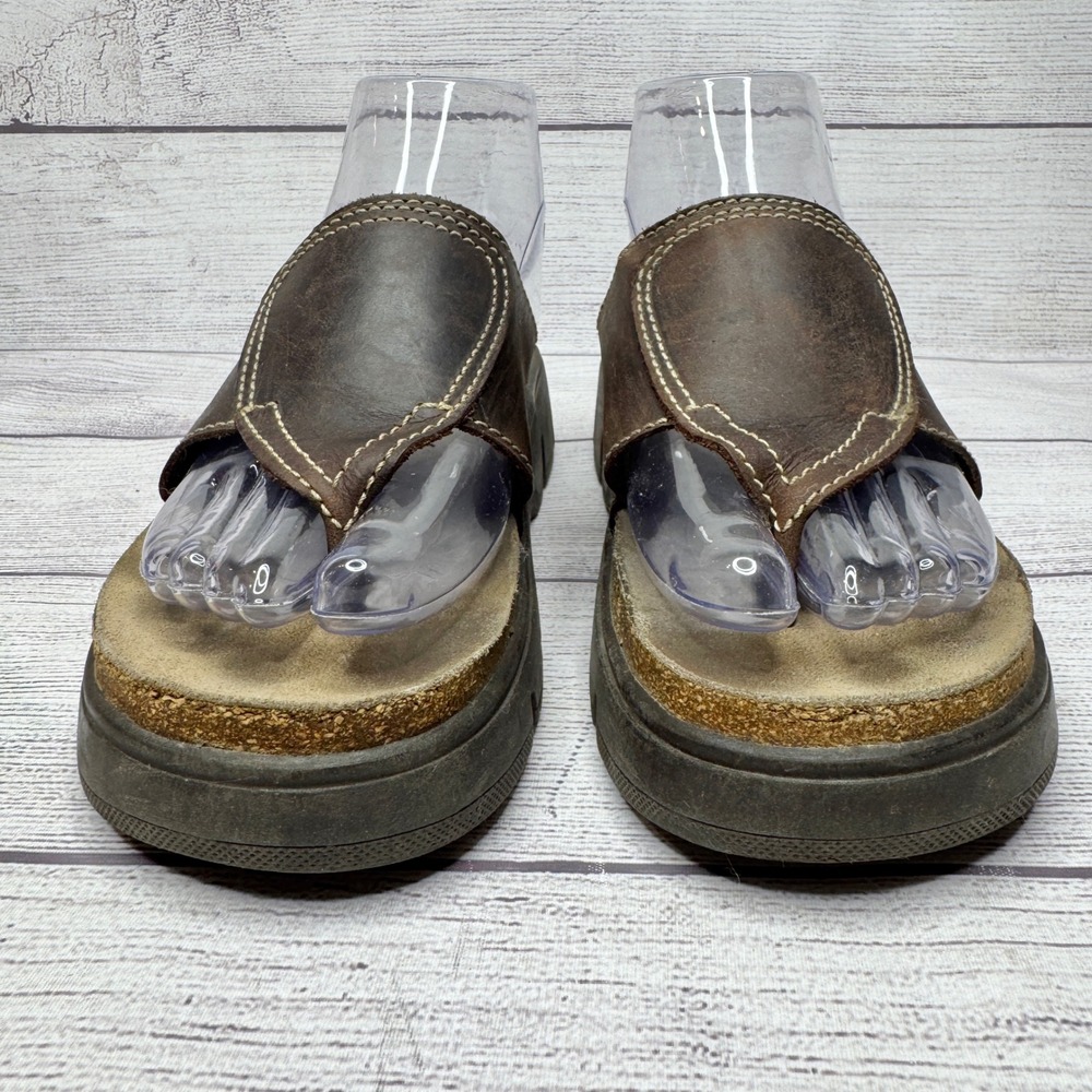 Arizona Y2K Grunge 2000's Brown Leather Platform Slides Sandals Women's size 7.5